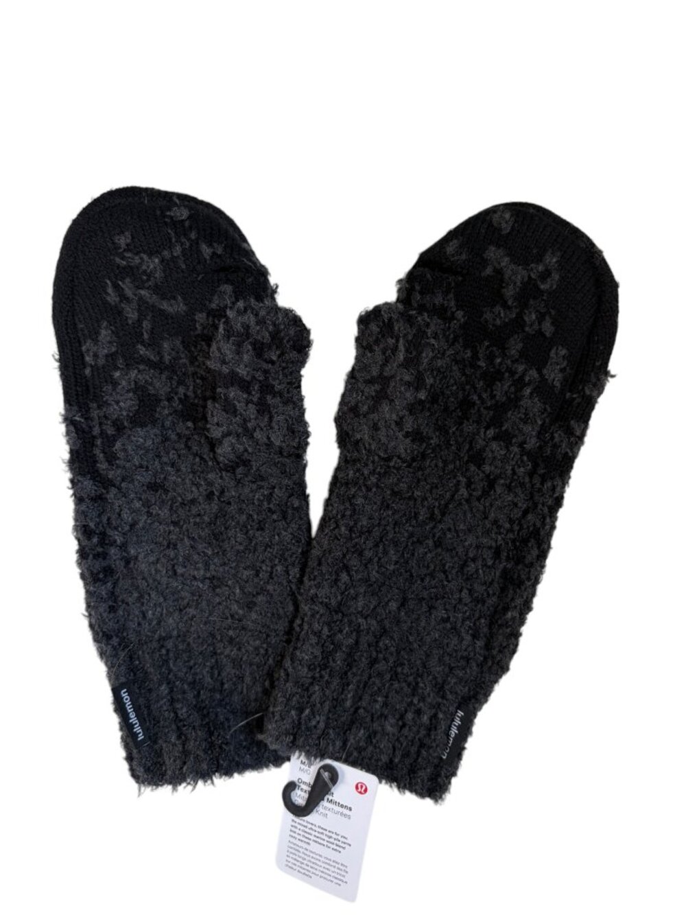 NWT Lululemon Ombre Knit Textured Mittens (Black / Graphite Grey) - M/L